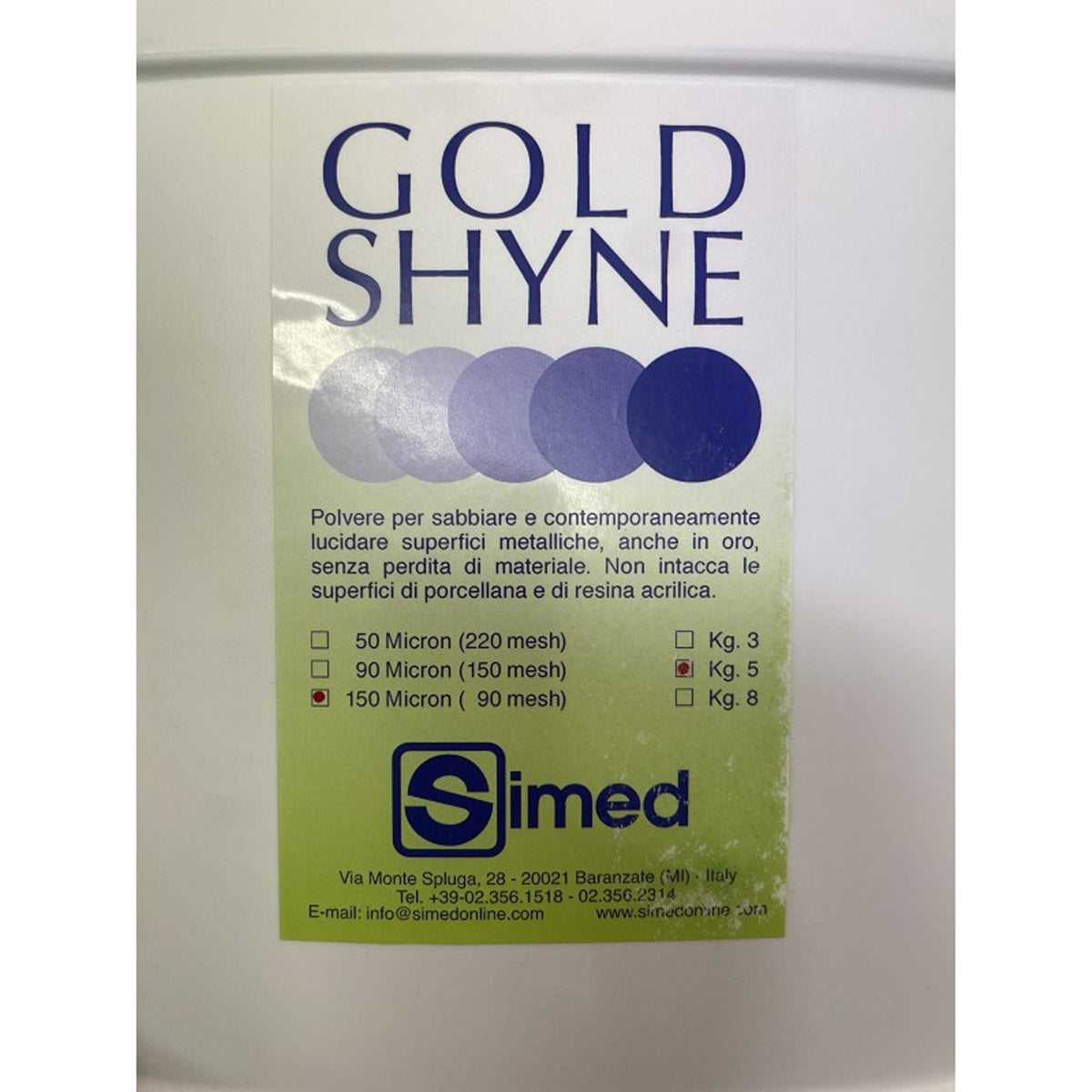 Gold Shyne polvere sabbiatura e lucidatura oro e leghe auree Simed 5 kg