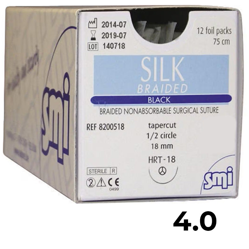 SMI Suture Seta ago triangolare 3/8 cerchio 12 pz