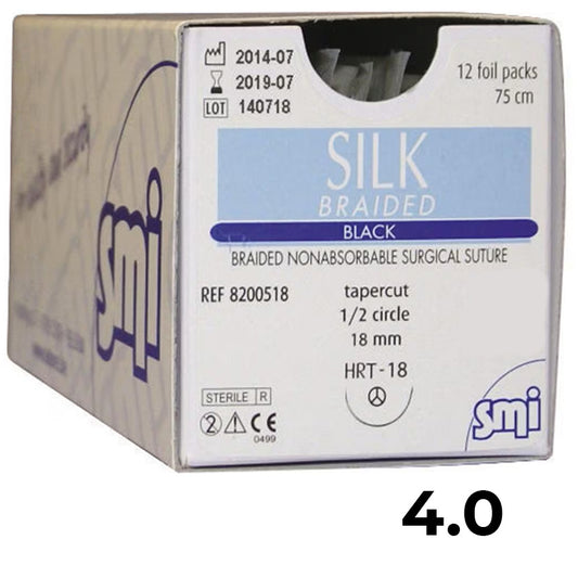 SMI Suture Seta ago triangolare 3/8 cerchio 12 pz