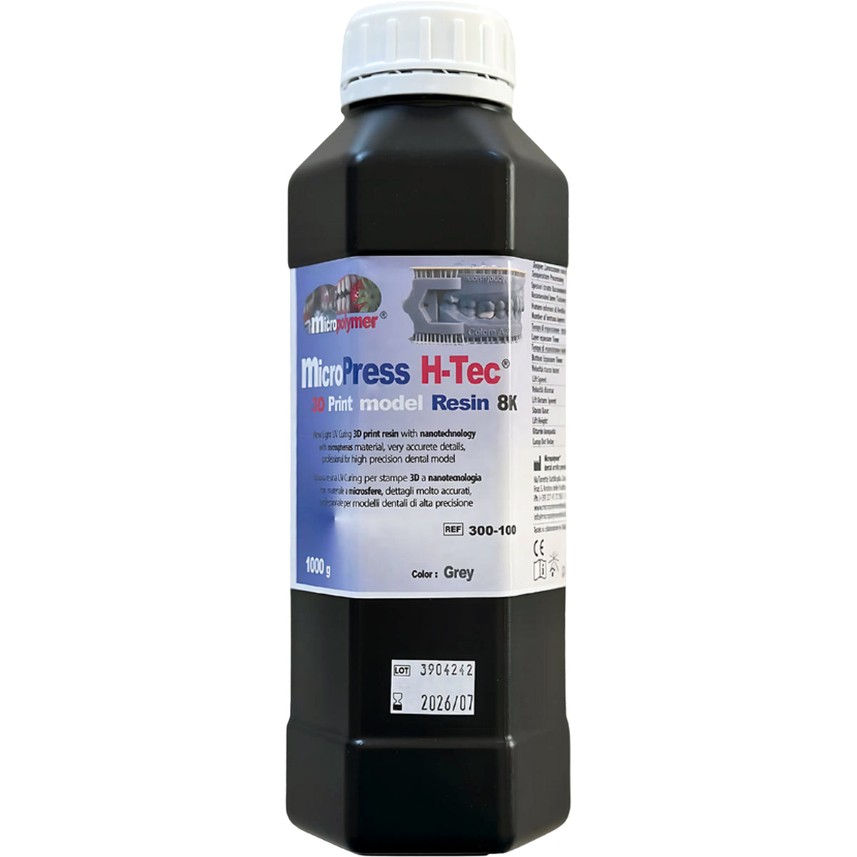 resina per stampa 3D micro Press h tech 1000 gr grigia