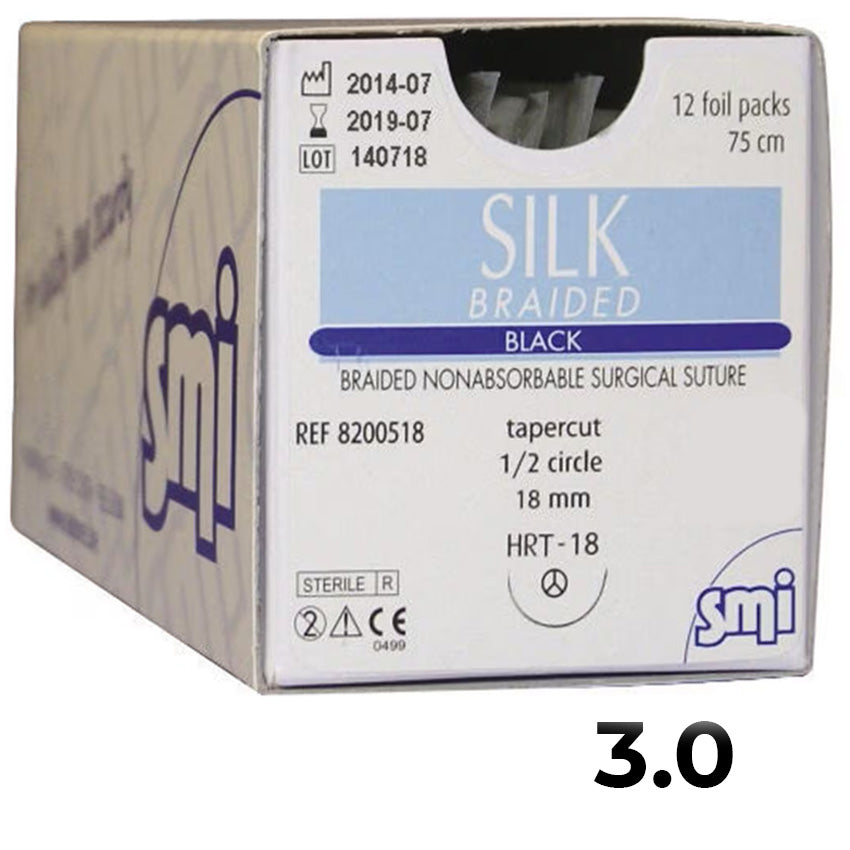 SMI Suture Seta ago triangolare 3/8 cerchio 12 pz