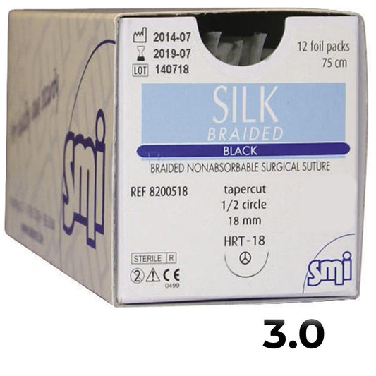 SMI Suture Seta ago triangolare 3/8 cerchio 12 pz