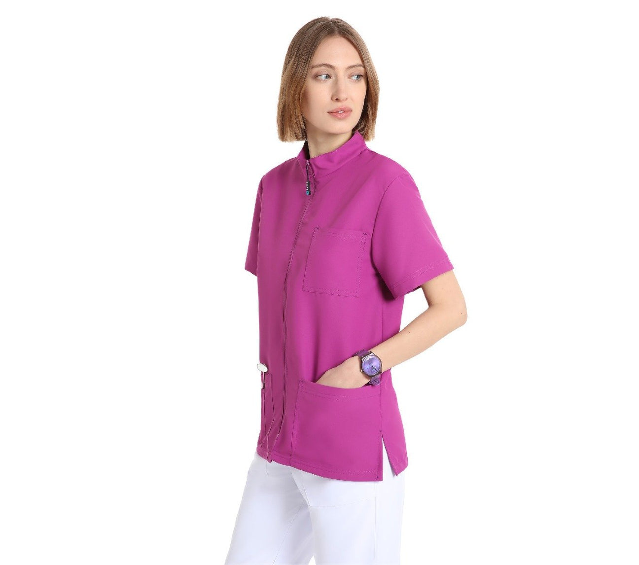 Casacca manica corta Unisex Regular Fit con cerniera quick