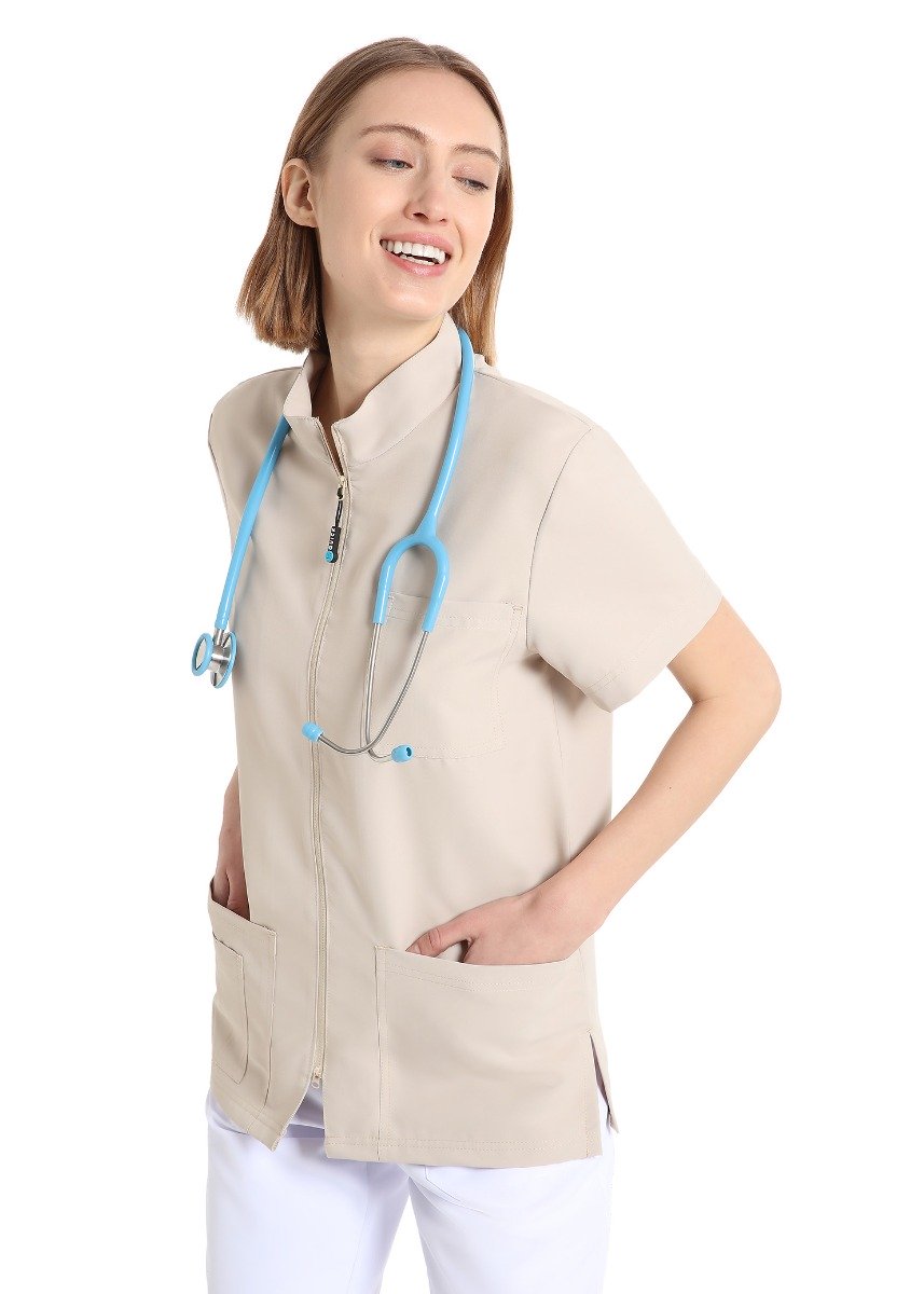 Casacca manica corta Unisex Regular Fit con cerniera quick