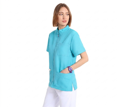 Casacca manica corta Unisex Regular Fit con cerniera quick