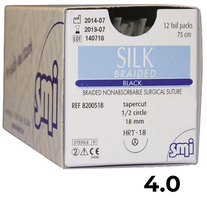 SMI Suture Seta ago triangolare 3/8 cerchio 12 pz
